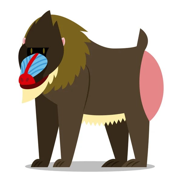 Cartoon Mandrill isolado em fundo em branco — Vetor de Stock