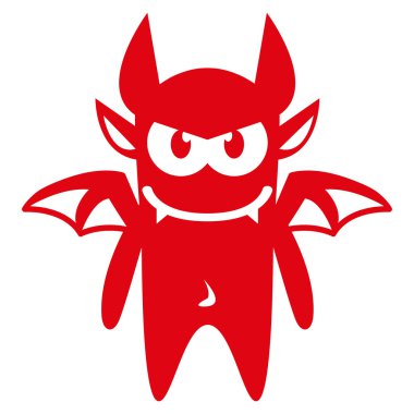 İzole karikatür komik kırmızı şeytan karakteri