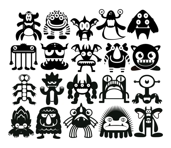 Conjunto de dibujos animados de diferentes monstruos aislados — Archivo Imágenes Vectoriales