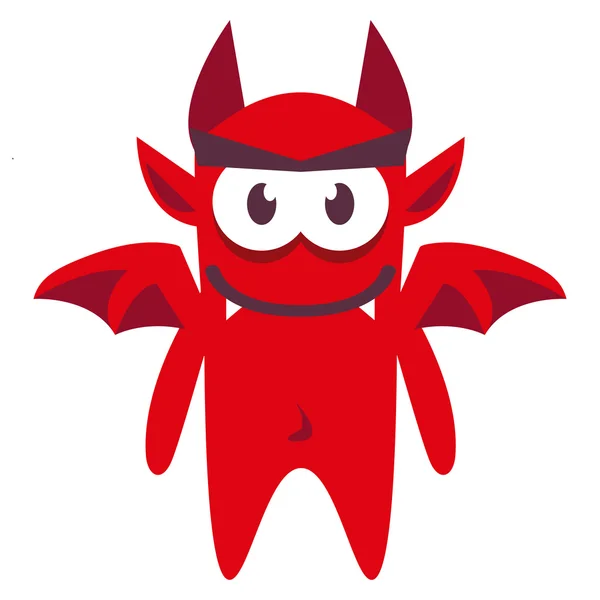 Dibujos animados divertido demonio rojo carácter aislado — Vector de stock