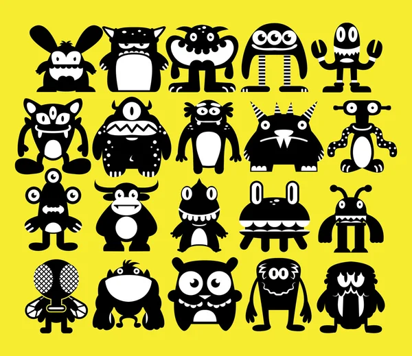 Conjunto de desenhos animados de diferentes monstros isolados —  Vetores de Stock