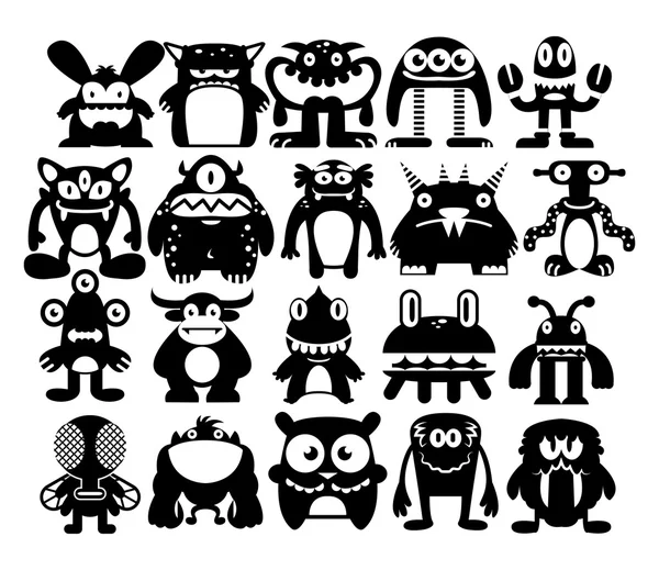 Cartoon Set Of Different Monsters Isolated — Stock Vector