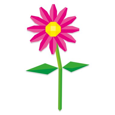 Low Poly Style Pink Flower Isolated