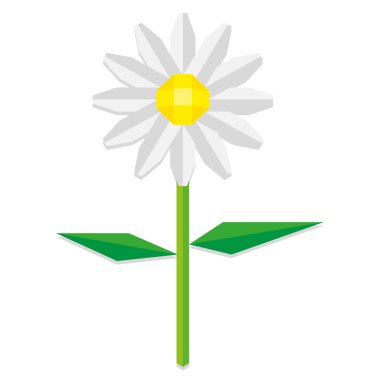 Low Poly Style Daisy Flower Isolated