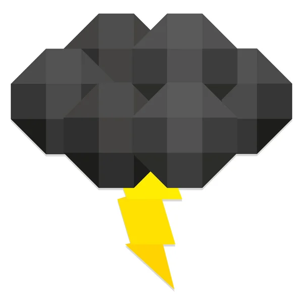 Low Poly Style Black Cloud And Ray Isolated — 스톡 벡터