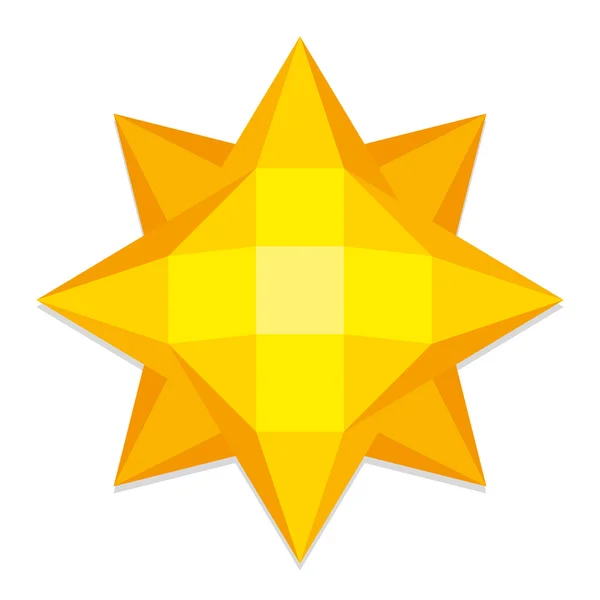 Low Poly Style Yellow Sun Isolated — Stock Vector