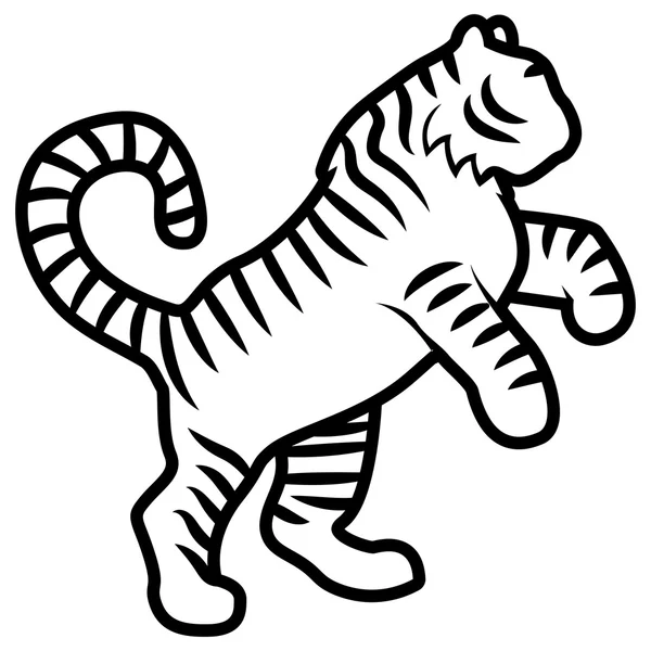 Ilustración de tigre estilizada aislada sobre fondo blanco — Vector de stock