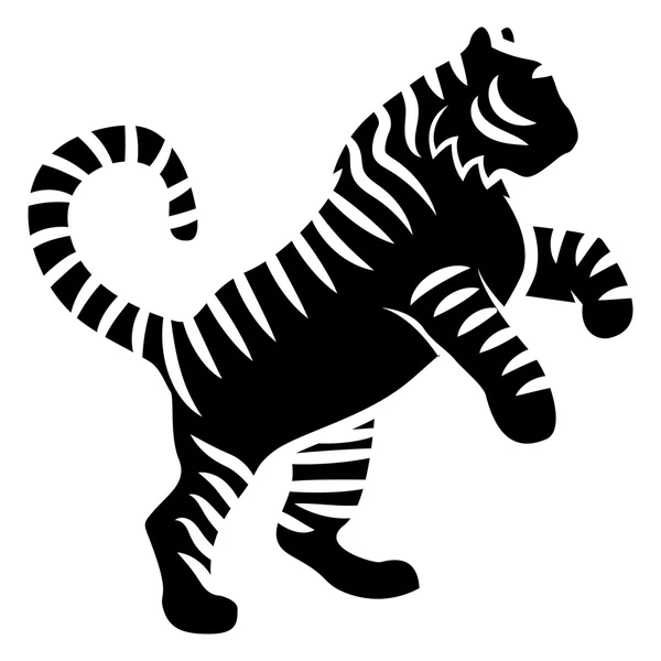 Ilustración de tigre estilizada aislada sobre fondo blanco — Vector de stock