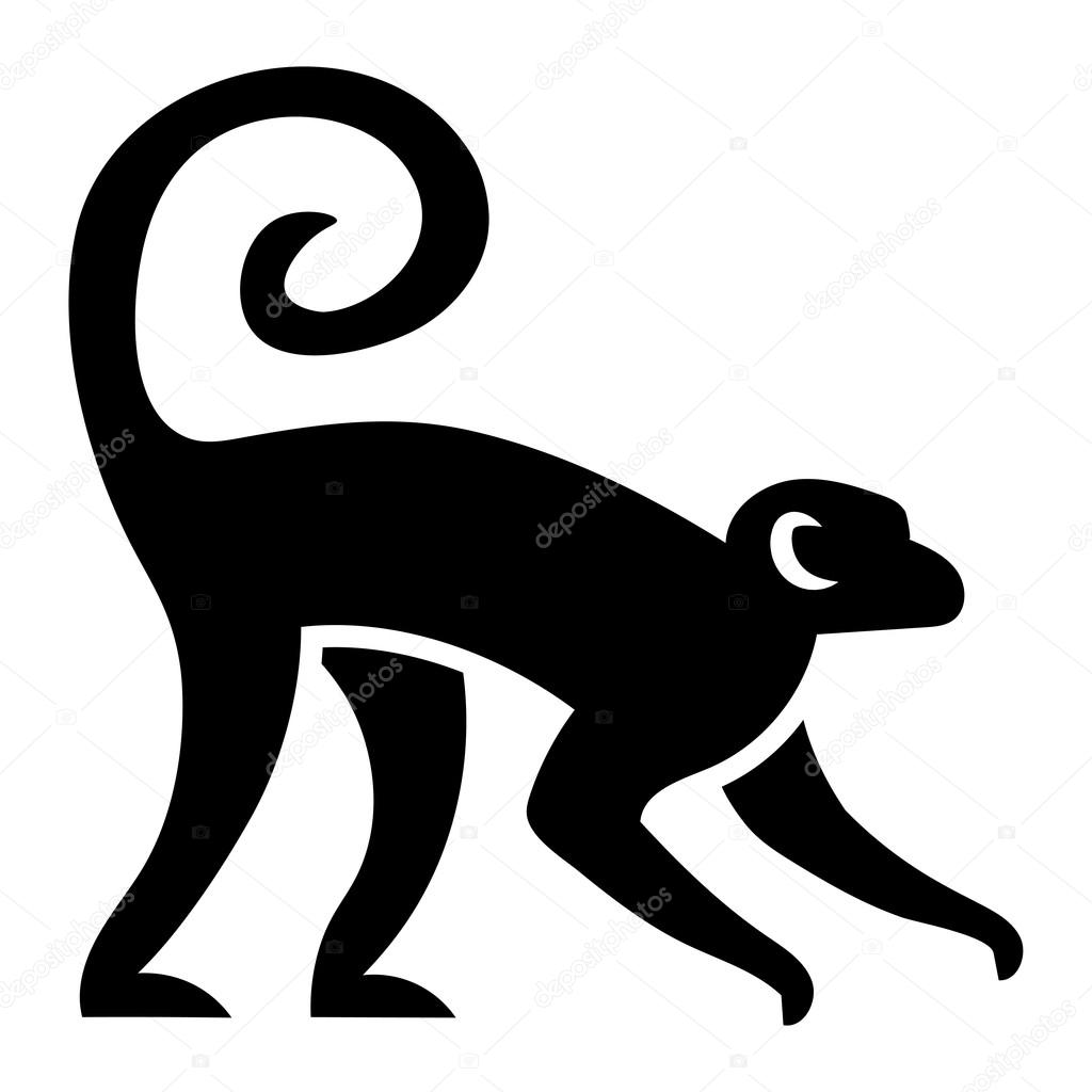 Stylized Monkey Illustration Isolated On White Background