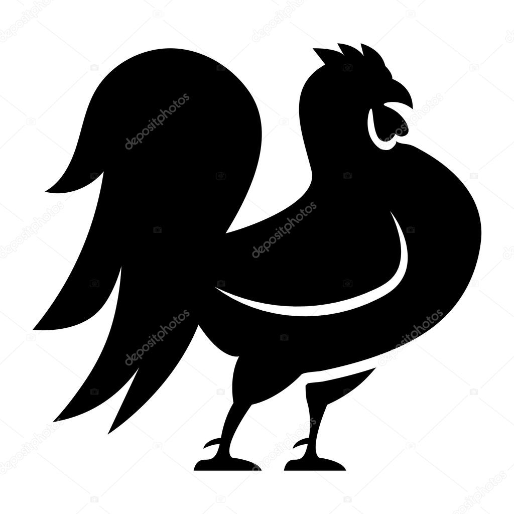 Stylized Rooster Illustration Isolated On White Background