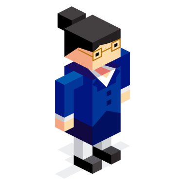 Beyaz arka plan üzerinde izole karikatür karakter