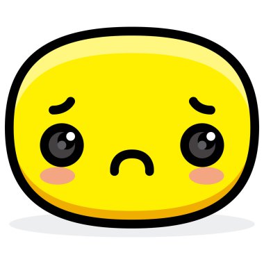 Sevimli çizgi üzgün yüz izole