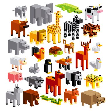 farklı karikatür hayvanlar izole kümesi