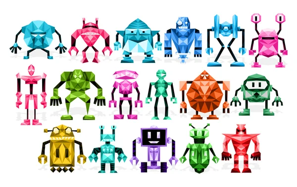 Conjunto de diferentes robots aislados en el fondo — Vector de stock