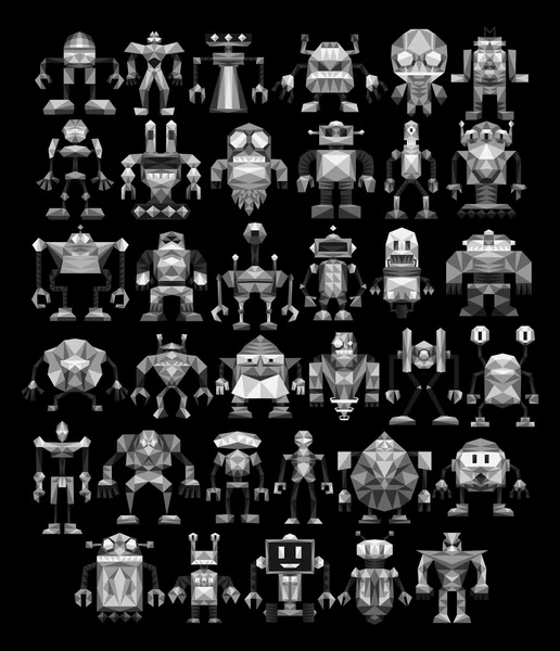 Conjunto de diferentes robôs isolados no fundo —  Vetores de Stock