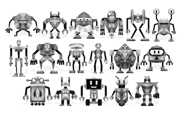 Набор различных роботов, изолированных на заднем плане — стоковый вектор