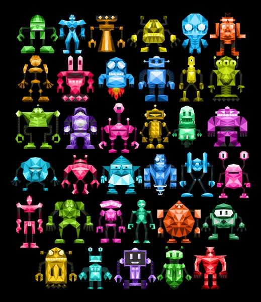 组的不同背景上孤立的机器人 — 图库矢量图片