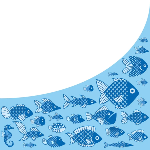 Grupo de peces y espacio en blanco — Vector de stock