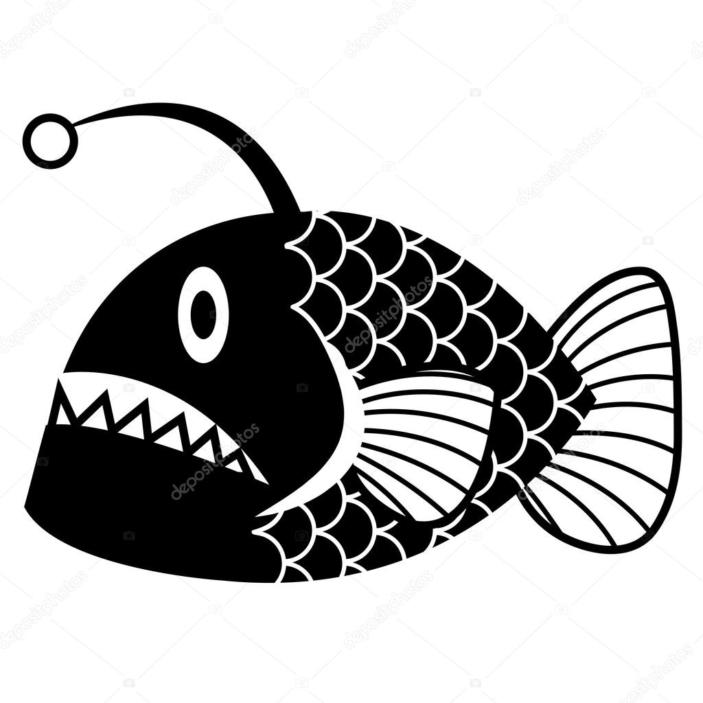 Stylish Cartoon Angler Fish Isolated On White Background Stock Vector Image  by ©Aratehortua #99229766