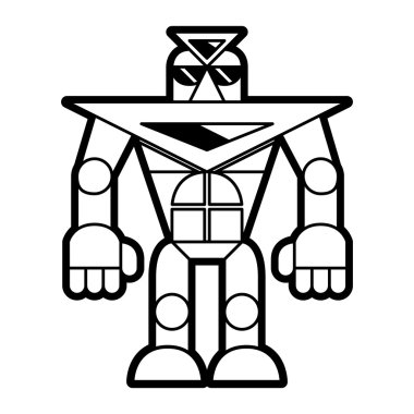 Beyaz arka plan üzerinde izole çizgi stili Robot
