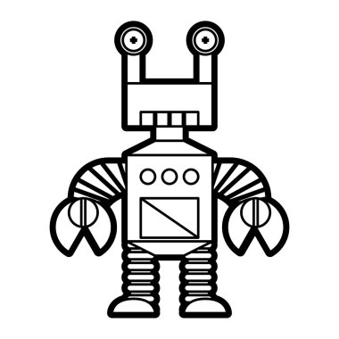 Beyaz arka plan üzerinde izole çizgi stili Robot