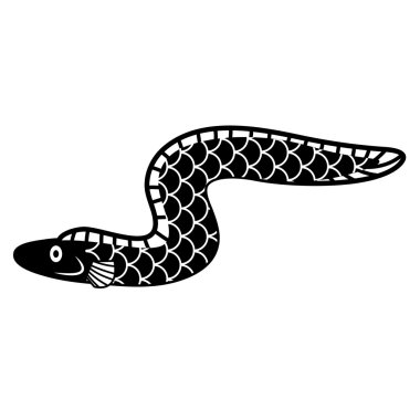 Beyaz arka plan üzerinde izole şık çizgi film yılan balığı