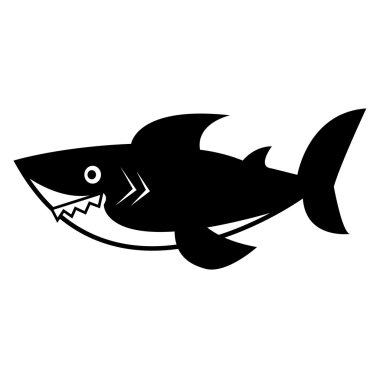 Beyaz arka plan üzerinde izole şık çizgi film köpekbalığı