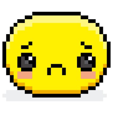 İzole piksel çizgi film üzgün yüz