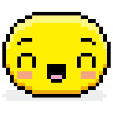 Piksel çizgi film mutlu yüz izole