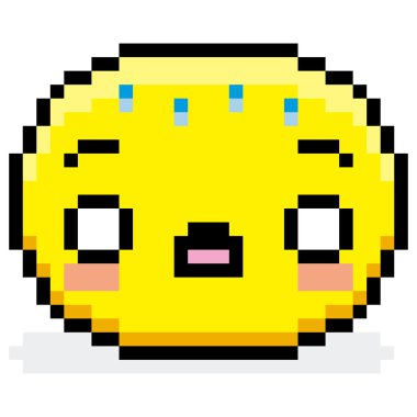 Piksel çizgi film gergin yüz izole