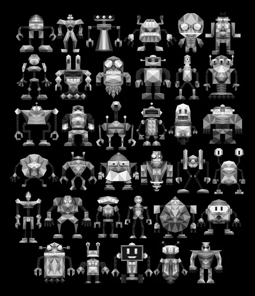 Набор различных роботов, изолированных на заднем плане — стоковый вектор