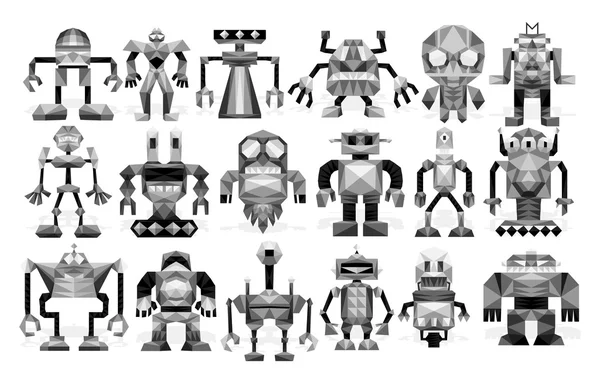 Sada různých robotů izolovaných na pozadí — Stockový vektor