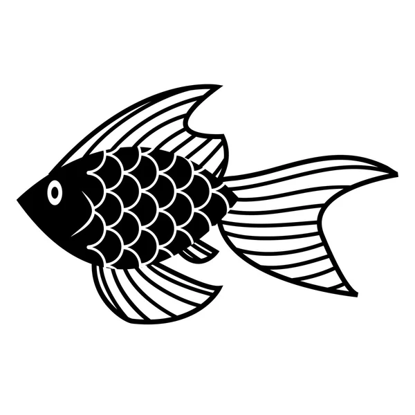 白い背景に分離されたスタイリッシュな漫画の魚 — ストックベクタ