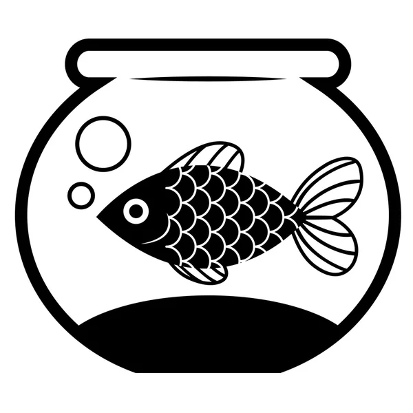 Stylish Fish In A Bowl Isolated — Stock Vector