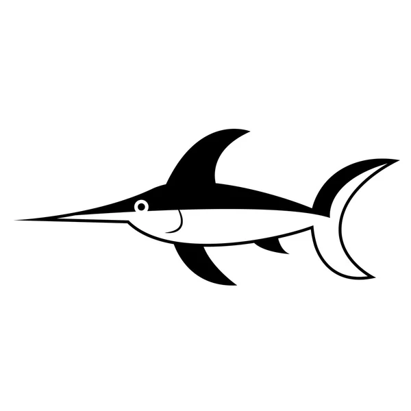 Stylish Cartoon Swordfish Isolated On White Background — Stock Vector