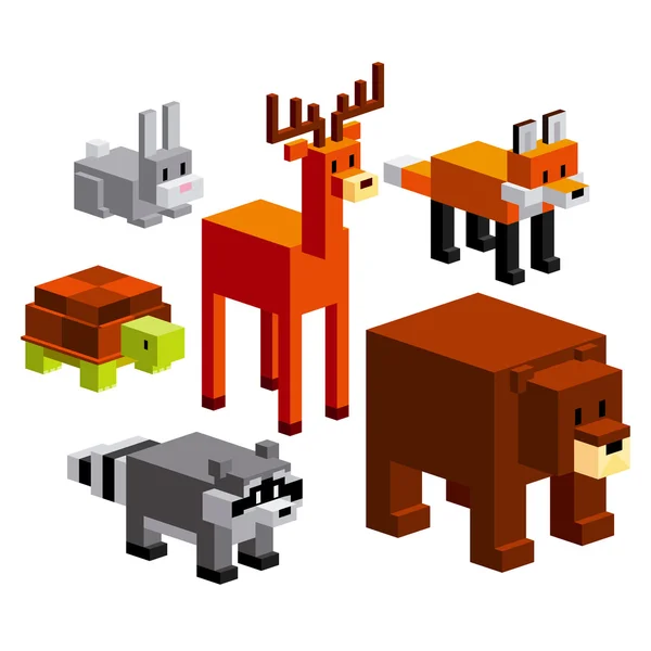 Sada různých kreslených lesní zvířata — Stockový vektor