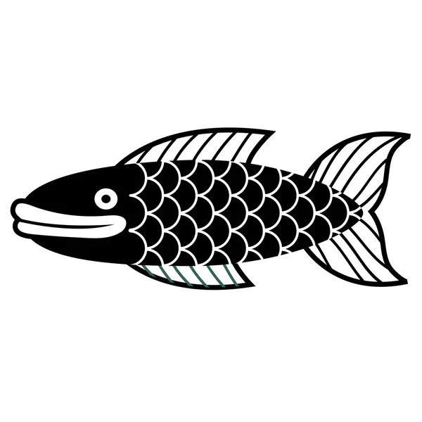 Elegante pesce cartone animato isolato su sfondo bianco — Vettoriale Stock