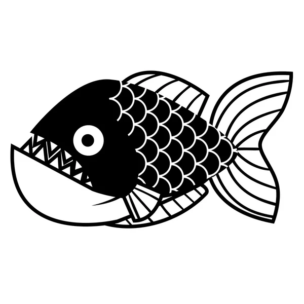 Stylish Cartoon Piranha Isolated On White Background — Stock Vector