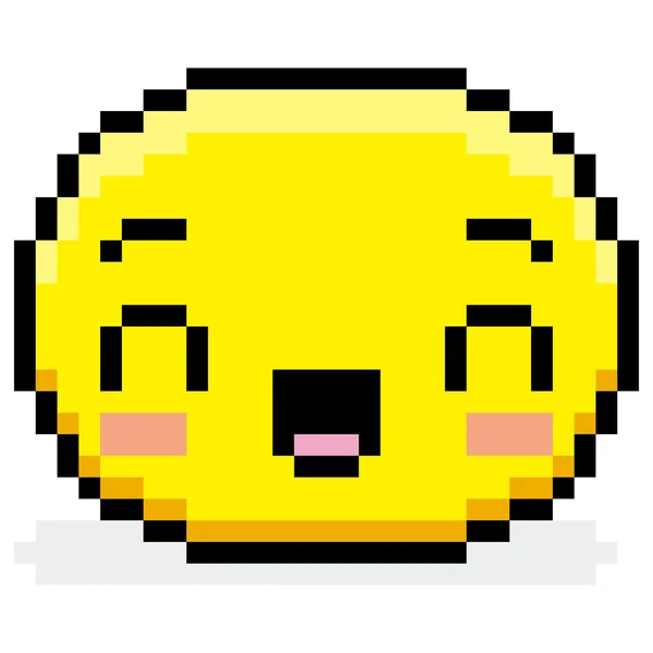 Pixel Cartoon Happy Face isolé — Image vectorielle