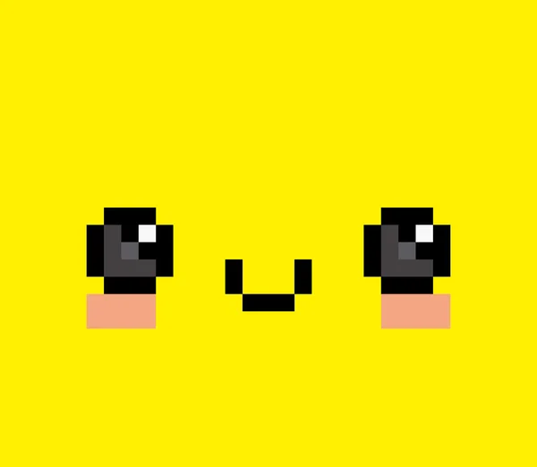 Pixel Cartoon blij gezicht geïsoleerd — Stockvector