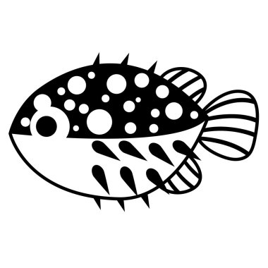 Beyaz arka plan üzerinde izole şık çizgi film darbe balık