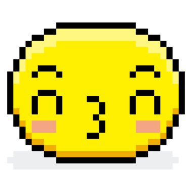 Piksel çizgi film izole yüz öpüşme