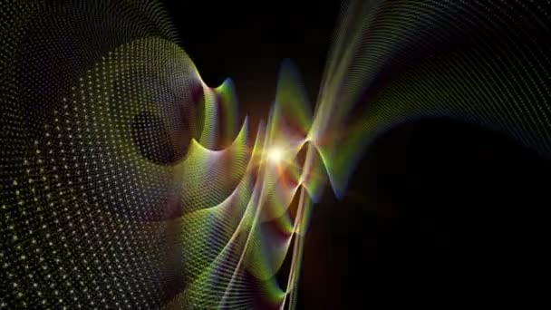 Animation vidéo futuriste avec objet à bande particulaire et lumière en mouvement, boucle HD 1080p 
