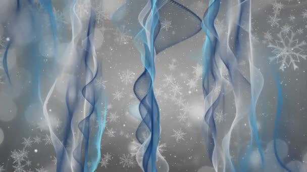 Прекрасная зимняя анимация с движущимися волнами и снежинками, цикл HD 1080p — стоковое видео