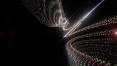 Parçacık Şerit nesne ve hareket, yanıp sönen ışık ile fütüristik video animasyon döngü Hd 1080p