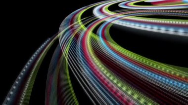 Ağır çekimde parçacık şerit nesnesiyle fütüristik video animasyon döngü Hd 1080p