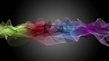 Parçacık dalgası nesnesinin ağır çekimde fantastik video animasyonu, 4096x2304 döngü 4K