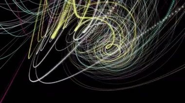 Parçacık şeritli nesne ile fantastik video animasyonu yavaş çekimde, 4096x2304 döngü 4K