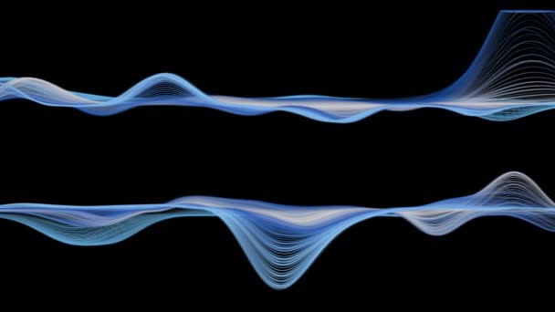Futuristische videoanimatie met bewegend deeltje-golf-object en knipperend licht, lus Hd 1080p — Stockvideo