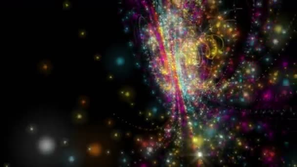 Animazione video futuristica con oggetto striscia di particelle e luccichio luminoso al rallentatore, 4096x2304 loop 4K — Video Stock